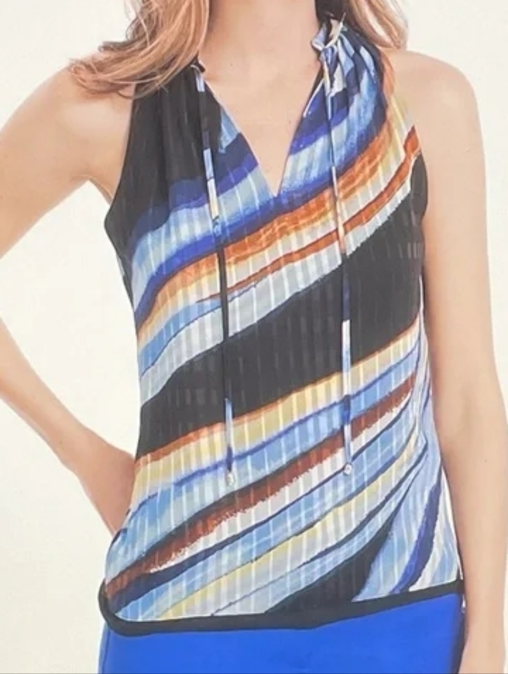 White House Black Market Multicolor Striped Blouse